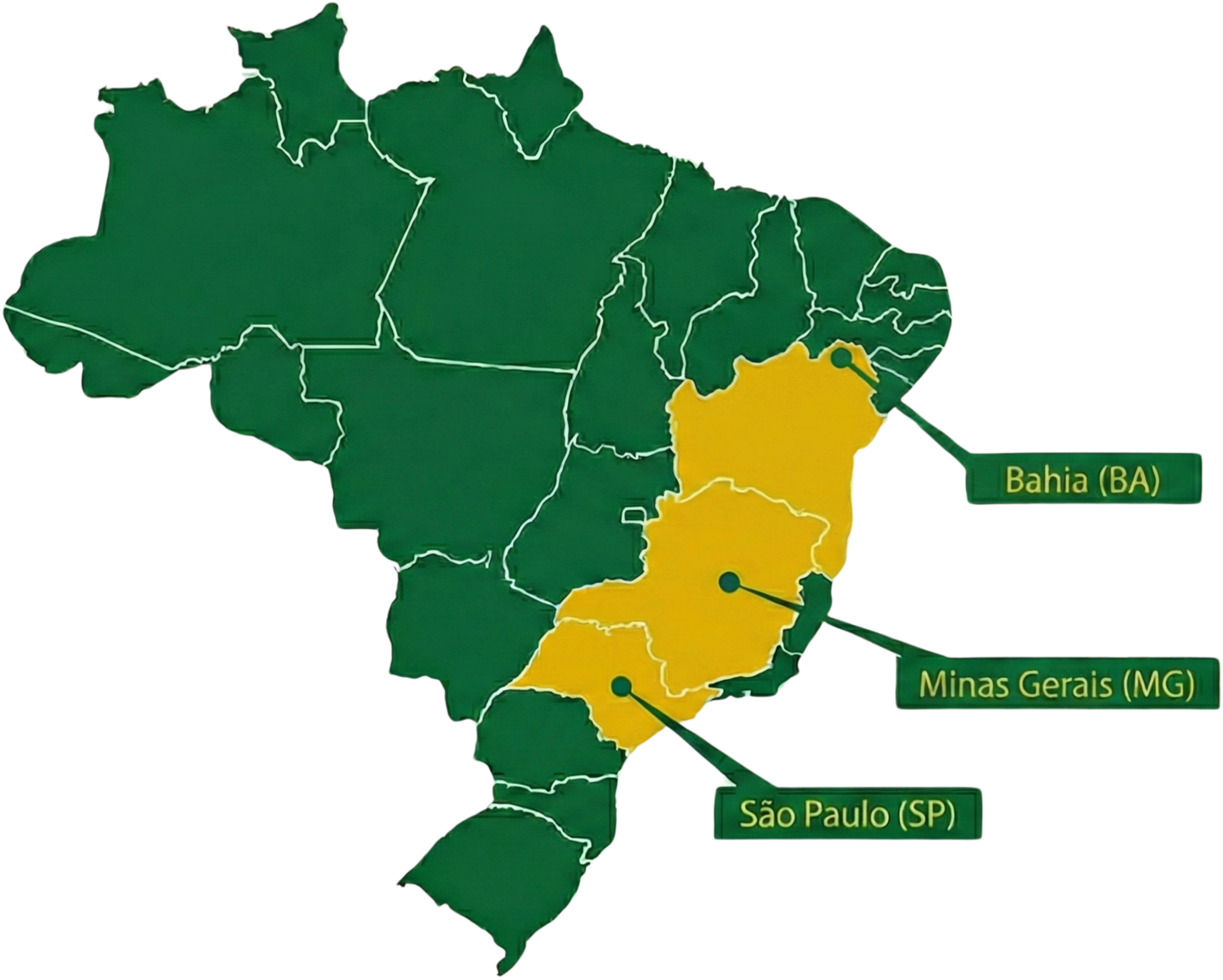 Mapa das principais regiões produtoras de Limão Tahiti no Brasil