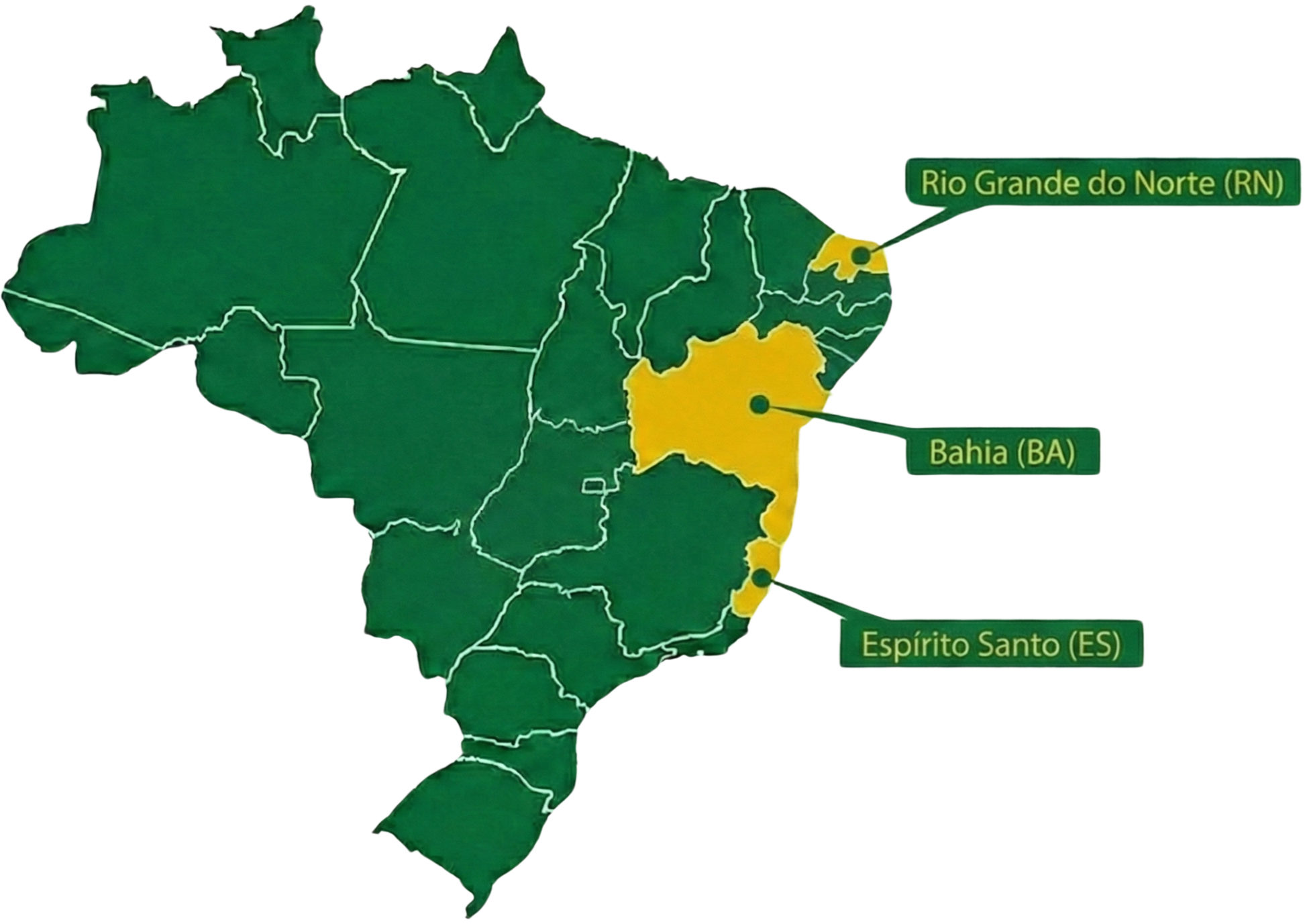 Mapa das principais regiões produtoras de mamão no Brasil