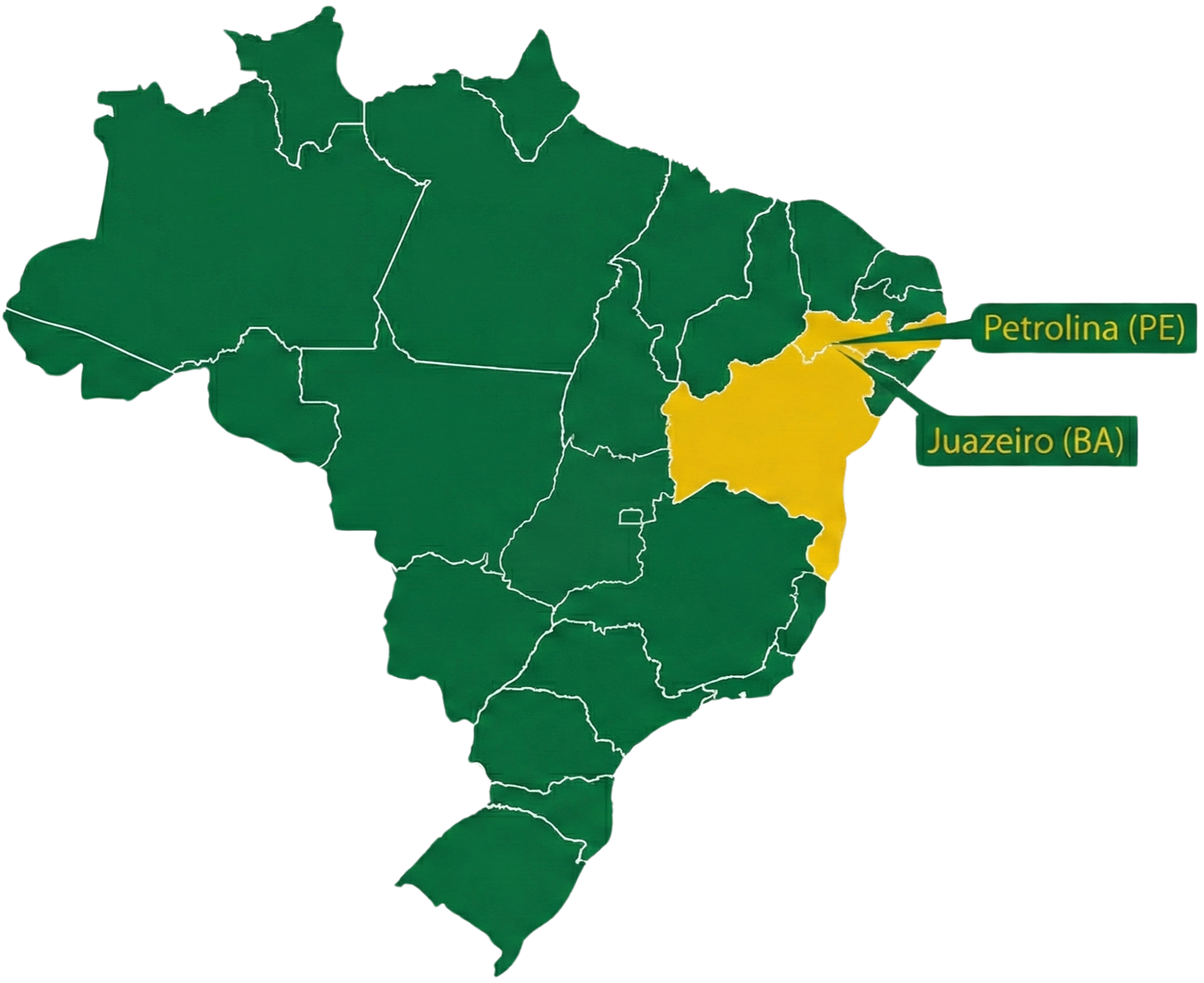 Mapa das principais regiões produtoras de uva no Brasil